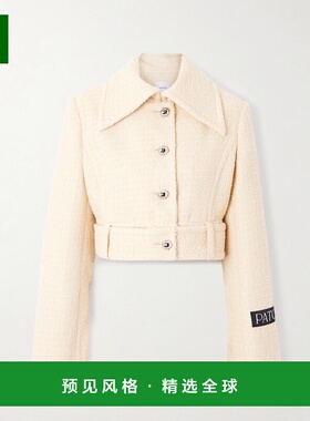 1h可退 香港直邮Patou 女士 束带嵌花羊毛混纺花呢夹克 JA0630223