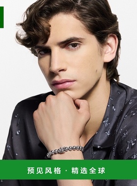 1h可退 欧洲直邮LV路易威登 Damier男士钯金色金属串珠手链