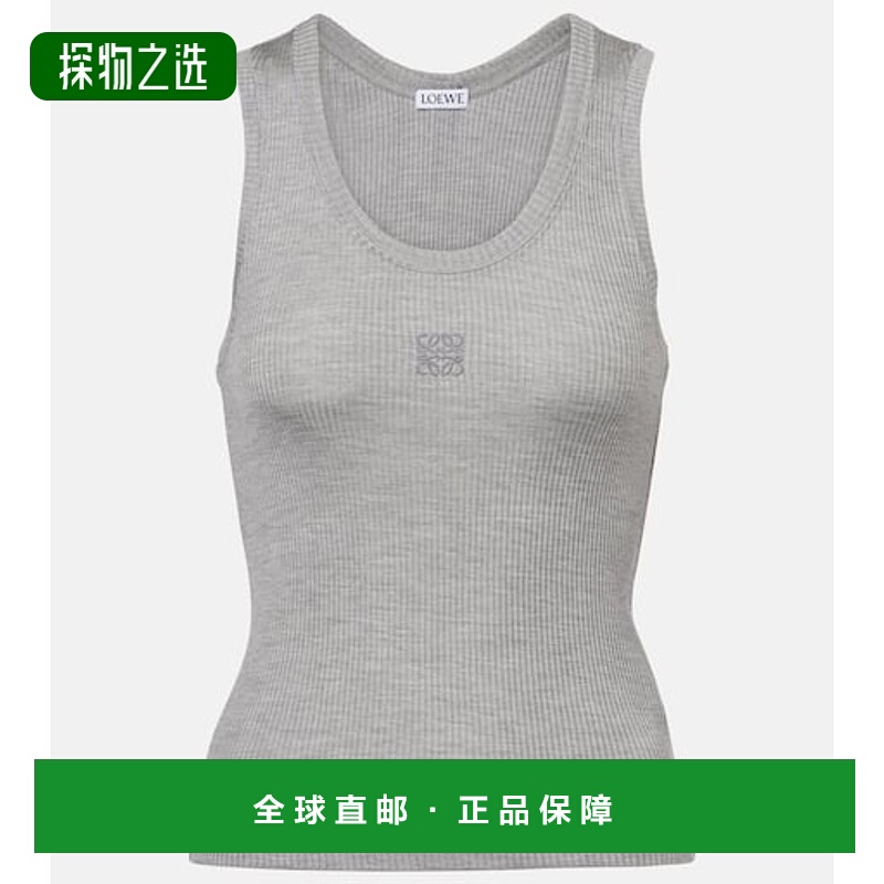 香港直邮LOEWE 罗意威 女士 Anagram 罗纹针织真丝背心上衣