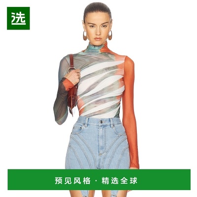 1h可退 香港直邮Mugler 穆勒 女士 网纱长袖上衣 24F1BO02611124
