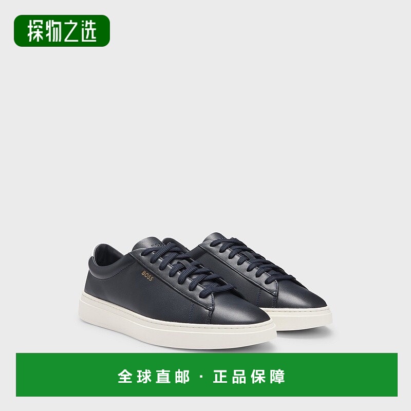 欧洲直邮HUGO BOSS雨果BOSS BLACK 带鞋带和徽标光滑皮革运动男鞋