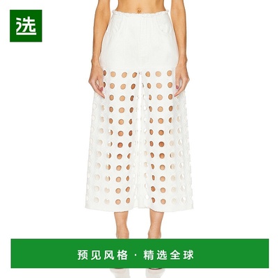 1h可退 香港直邮AlaÏa 女士 低腰束腰裤子 AA9P01533TR16阔腿裤