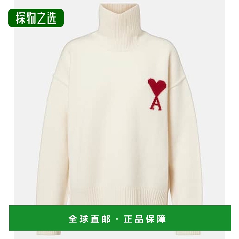 香港直邮Ami Paris 女士 Ami de Cœur 初剪羊毛高领毛衣