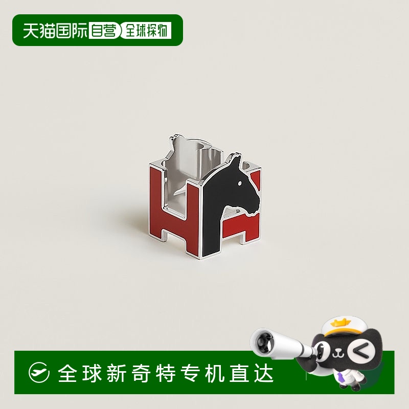 1h可退 欧洲直邮Hermes爱马仕 男女通用红色/黑色镀钯黄铜