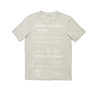 欧洲直邮ACNE STUDIOS 男女同款香草绿色纯棉徽标印花短袖T恤宽松