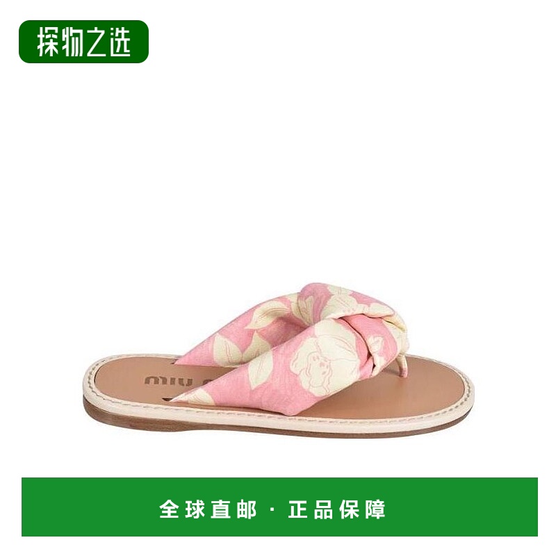 【99新未使用】香港直邮Miu Miu 花卉印花人字凉拖 5Y430D3LES