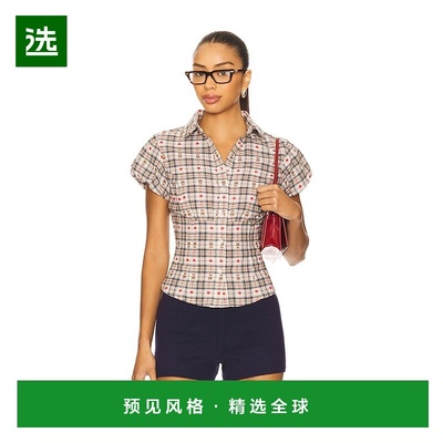 1h可退 香港直邮Danielle Guizio 女士 Liana 格子上衣 F25154W17