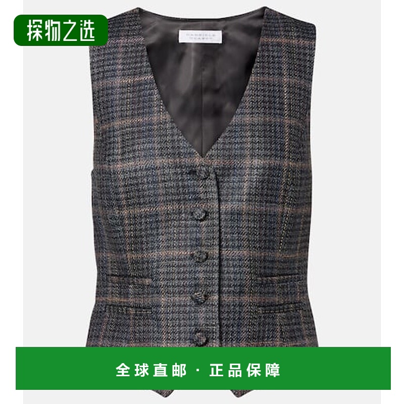 1h可退 香港直邮Gabriela Hearst 女士 Coleridge 格纹羊毛真丝背