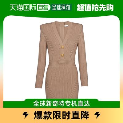 香港直邮Balmain V领针织连衣裙 YF0R8062KB39