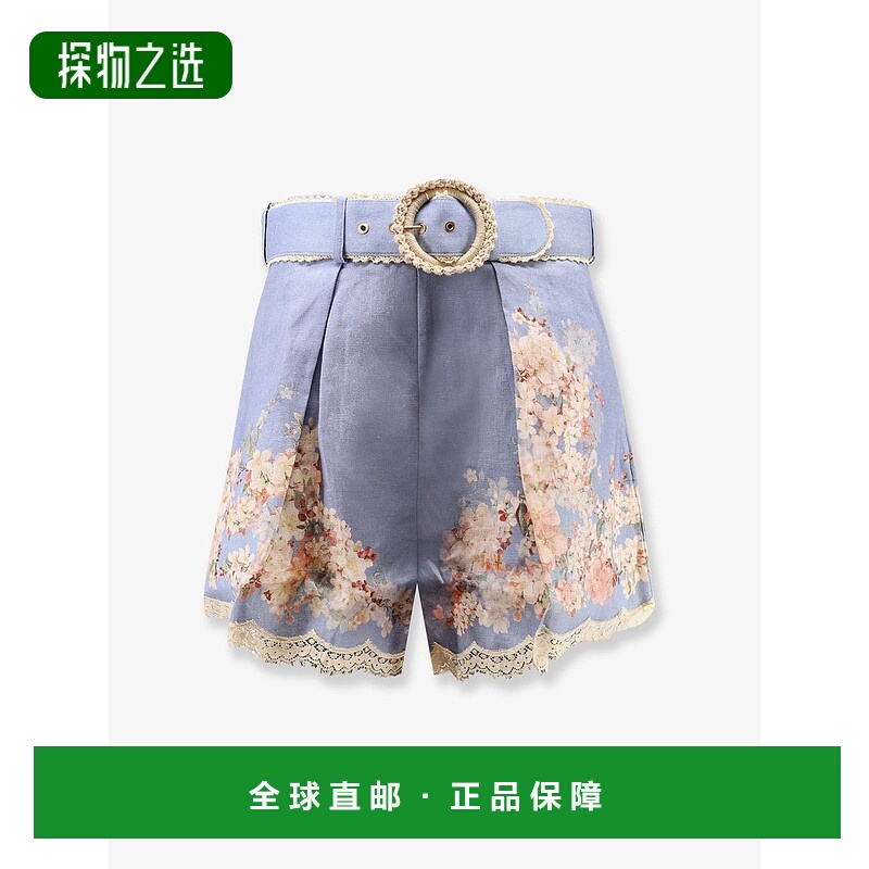 香港直邮ZIMMERMANN 女士 Cascadian 褶裥苎麻短裤 3558ASS255TLB