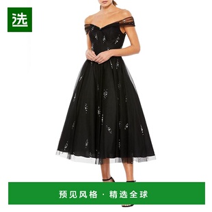 1h可退 【美国直邮】Mac Duggal|缀饰露肩中长连衣裙