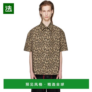 1h可退 香港直邮Bluemarble 男士 棕色豹纹衬衫 SH33TW24XA24