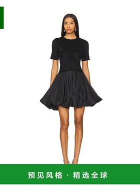 1h可退 香港直邮Simkhai 女士 Kenz 短袖针织拼块皱褶迷你连衣裙