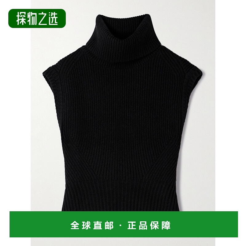 香港直邮Simkhai 女士 淡棕色罗纹羊毛混纺高领背心 5242977KBLAC