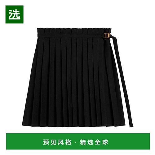 香港直邮Ami Paris 羊毛斜纹短褶裙 FSK113PL0012.半身裙a字裙