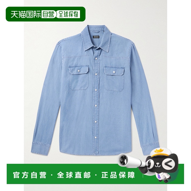 香港直邮Zegna 杰尼亚 男士 棉麻混纺青年布衬衫 UFX23A9STT3