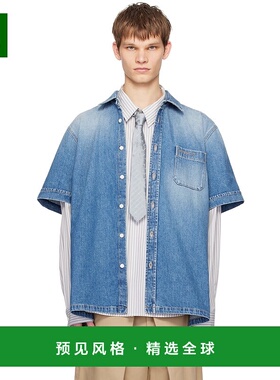 香港直邮Givenchy 纪梵希 男士 蓝色褪色牛仔衬衫 BM60ZZ5Y99