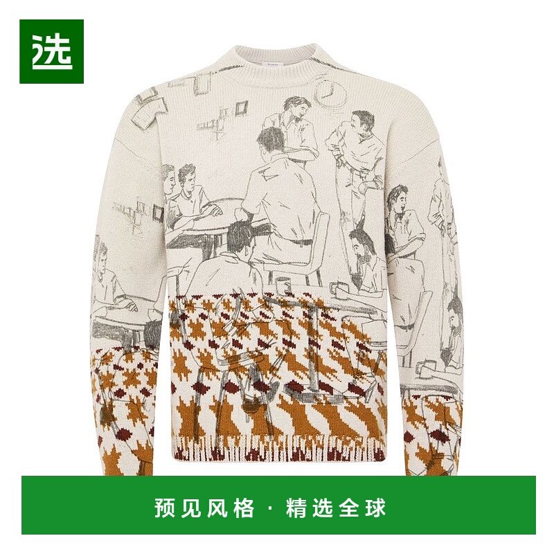 1h可退 香港直邮J.W. Anderson 男士 JW Anderson 印花提花套頭衫