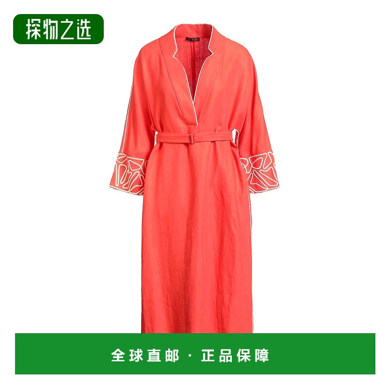 1h可退 香港直邮Loro Piana 诺悠翩雅 女士 中长连衣裙 red红色