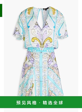 1h可退 香港直邮Maje 女士 印花缎面迷你连衣裙 MFPRO03678IMPRIM