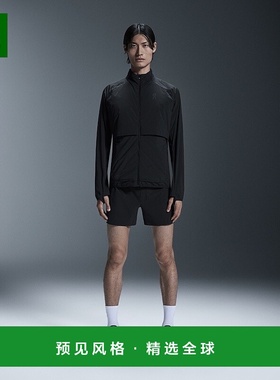 欧洲直邮On昂跑Weather系列男士黑色再生聚酰胺双向拉链夹克