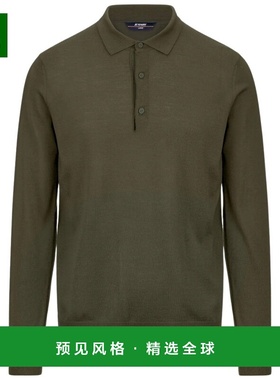 香港直邮K-WAY 男士户外T恤 K2131UWH38 AW2025 军绿色 REY WOOL