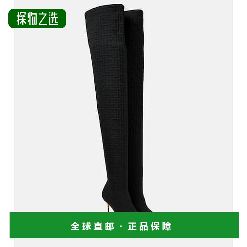 香港直邮Balmain 巴尔曼 女士 Moneta 交织图案网纱过膝靴子