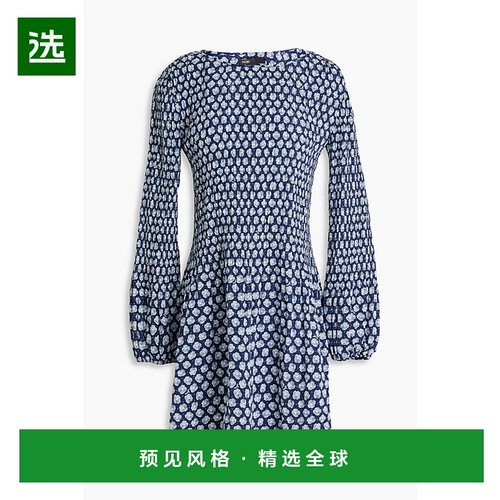 1h可退 香港直邮Maje 女士 印花斜纹布迷你连衣裙 MFPRO03700IMPR