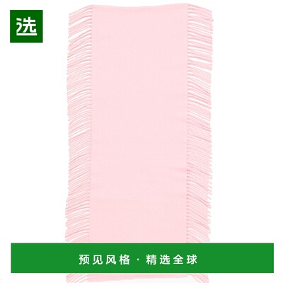 欧洲直邮ACNE STUDIO24年款 男女通用粉色羊毛流苏配LOGO标签围巾