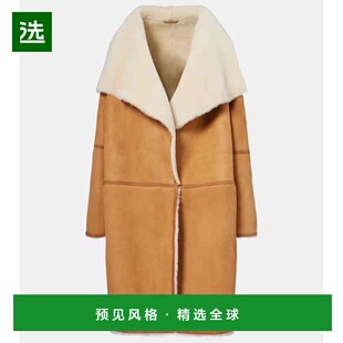 舒适时尚 香港直邮TOTÊME beige米色 皮毛饰边绒面革大衣 女士