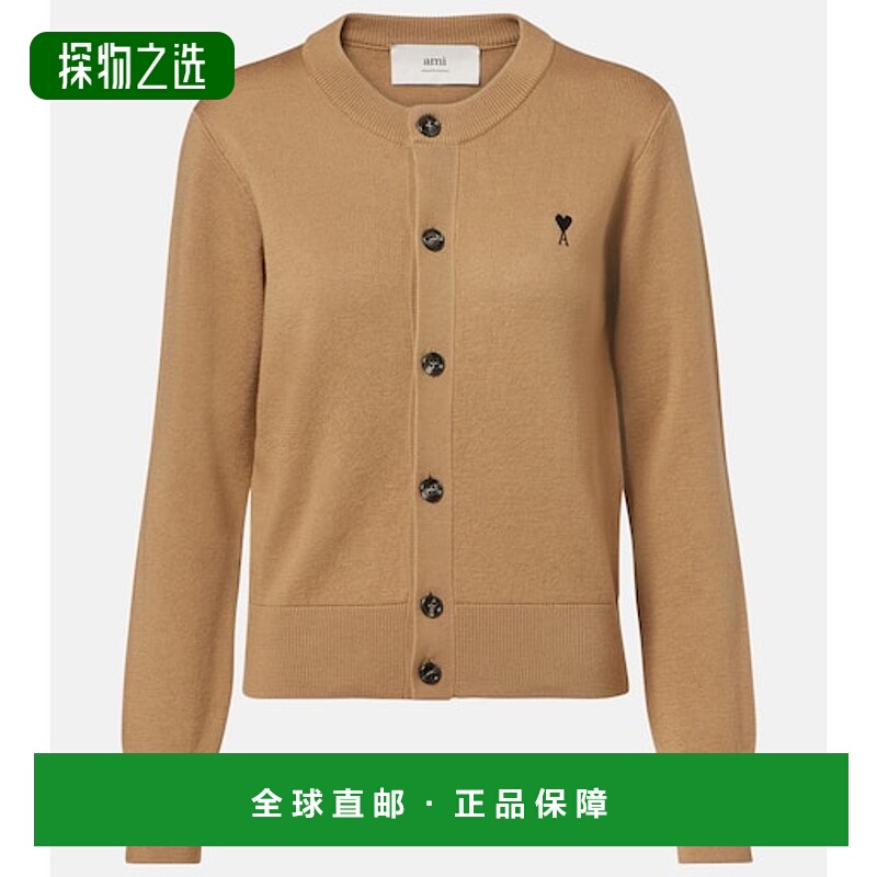香港直邮Ami Paris 女士 Ami De Cœur 初剪羊毛针织开衫