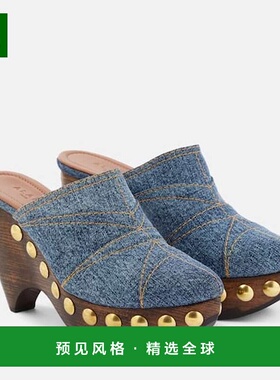 香港直邮Alaïa 女士 Le Sabot 牛仔布凉拖 blue蓝色 舒适时尚
