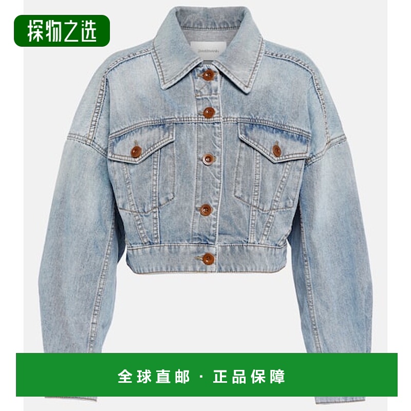 1h可退 香港直邮ZIMMERMANN 女士 Raie 短款牛仔布夹克 blue蓝色