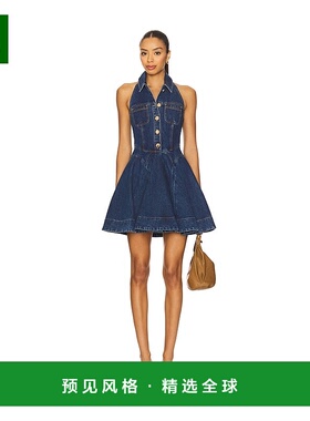 香港直邮Self-Portrait 女士 牛仔无袖喇叭迷你连衣裙 PF25830SBL