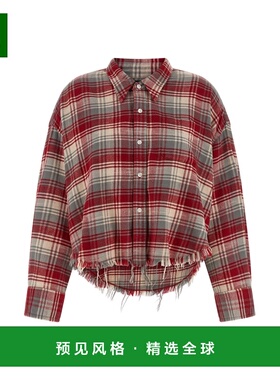 1h可退 香港直邮R13 女士 流苏衬衫 R13WR150R683BREDGREYPLAID