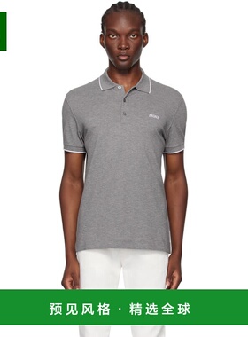 香港直邮zegna 杰尼亚 男士 灰色 Stretch Cotton Polo 衫 E7358A