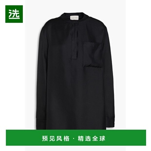 1h可退 香港直邮LOULOU STUDIO 女士 Eden 斜纹丝绸上衣 EDENBLAC