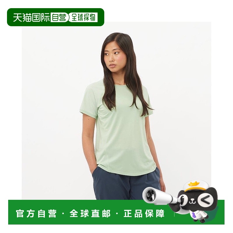 自营欧洲直邮Salomon萨洛蒙 OUTLINE系列女士浅绿色聚酯纤维短袖T