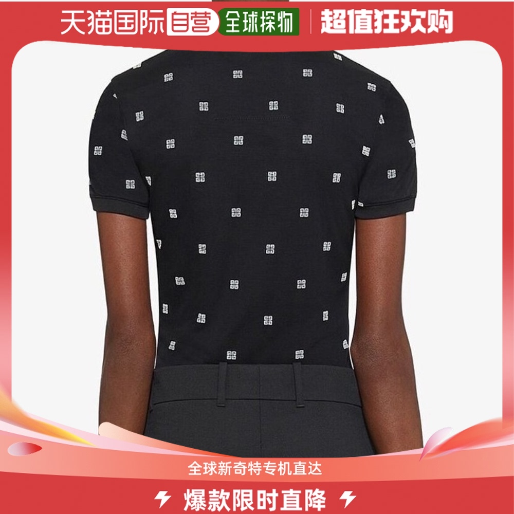 欧洲直邮givenchy纪梵希24新款 女士黑色玫瑰金层叠效果短袖t恤