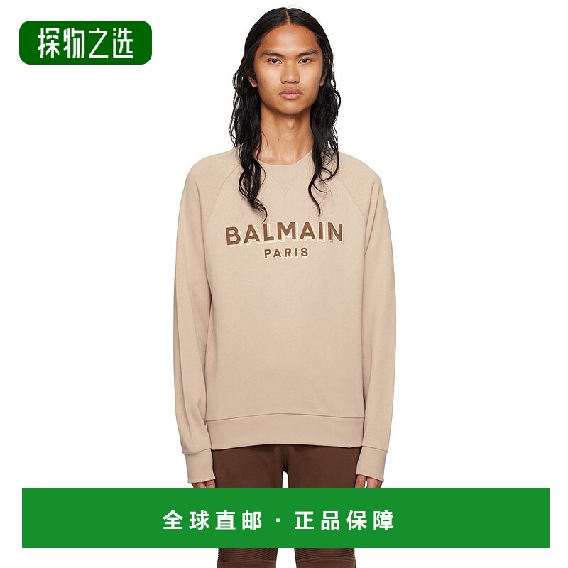 1h可退 香港直邮Balmain 巴尔曼 男士 驼色套头衫 AH0JQ005BB99