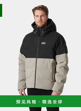 欧洲直邮Helly Hansen 男士灰色/黑色聚酰胺Oslo图案蓬松夹克