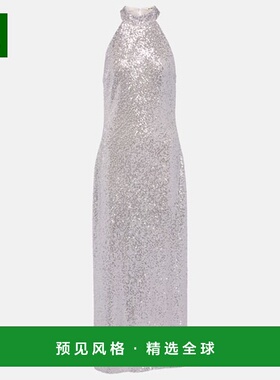 1h可退 香港直邮RIXO 女士 Zuri 珠片挂脖长款连衣裙 purple紫色