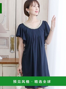 【日本直邮】PourVous Sleeve Frill Gather A Line Dress with B