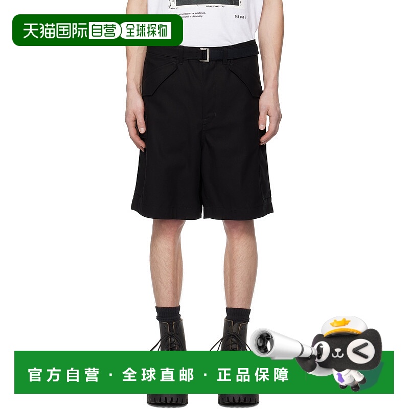 1h可退 香港直邮Sacai 男士 黑色 Cotton Twill 短裤 2503610M