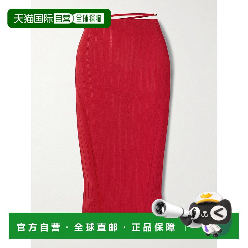 1h可退 香港直邮Jacquemus 女士 Pralu 精饰罗纹针织中长半身裙 2
