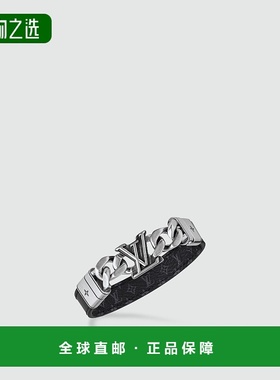 1h可退 欧洲直邮LV/路易威登 男士银色/黑色金属/皮革手链新款