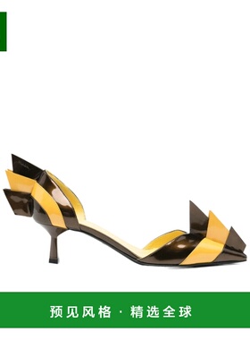 香港直邮Prada 双色漆皮 D'Orsay 高跟鞋 1I971N05GFB055单鞋