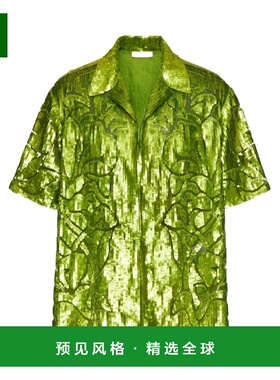 香港直邮VALENTINO 男士衬衫 XV0AAC808DTCJ5 SS2022 绿色 徽标亮