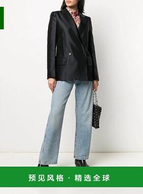 香港直邮Givenchy 炭黑色双排扣西装外套 BW309R12MN49羊毛