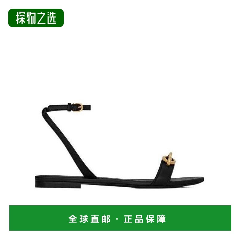 香港直邮Saint Laurent LE MAILLON光滑皮革平底凉鞋 6574542WN00
